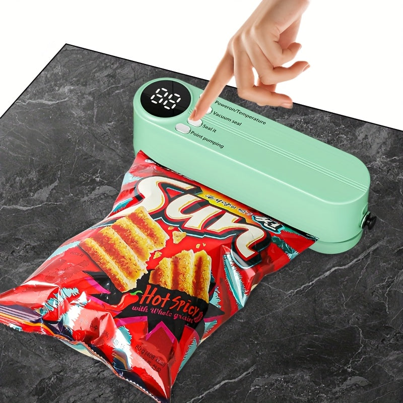 Mini Sealers uchun Snaklar Chips va Itlar uchun Mukammal USB Qayta Zaryadlanadigan Teal 4 Vacuum Sumkalar
