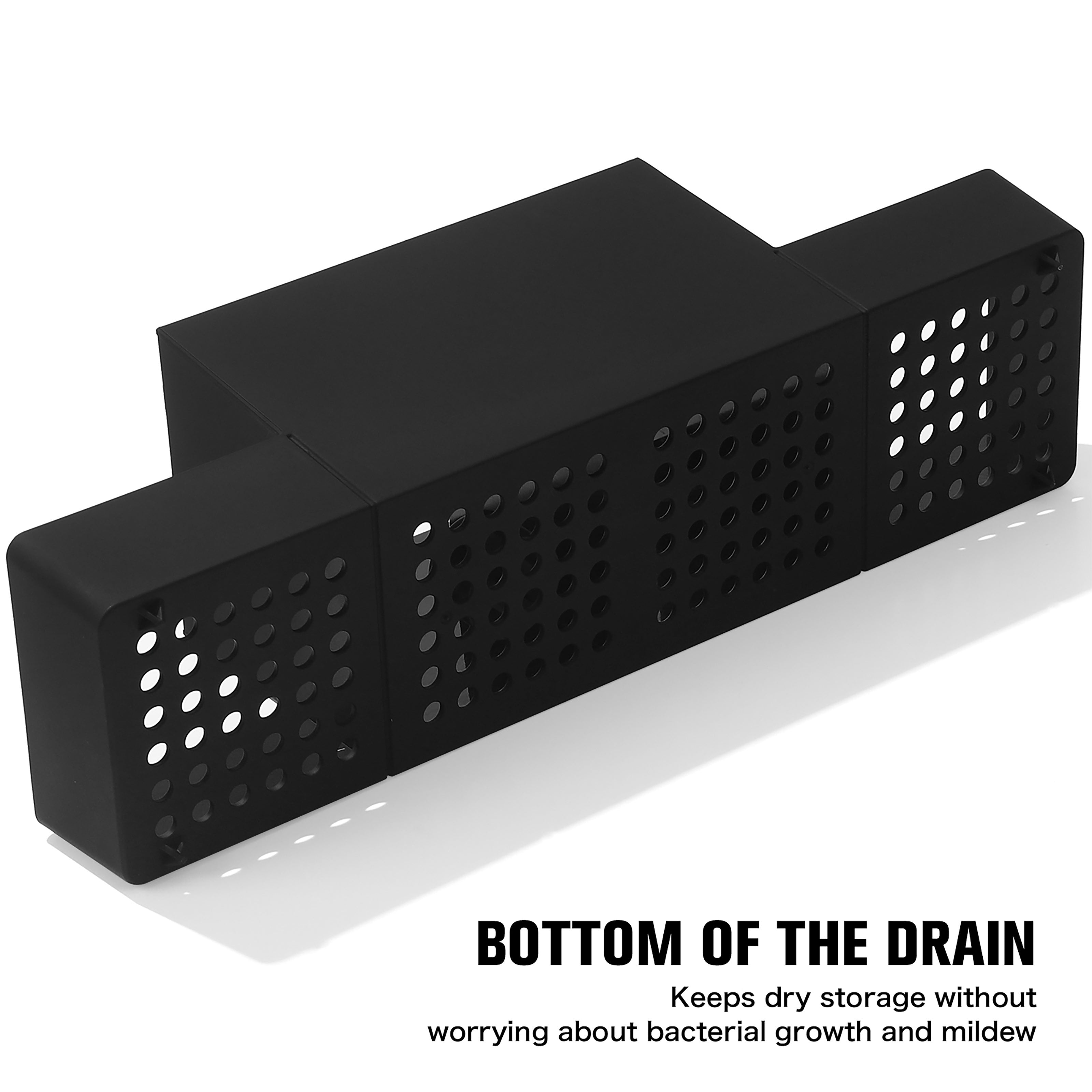 Dispensador de jabón doble negro con soporte para esponja y cepillo para platos para fregadero de cocina