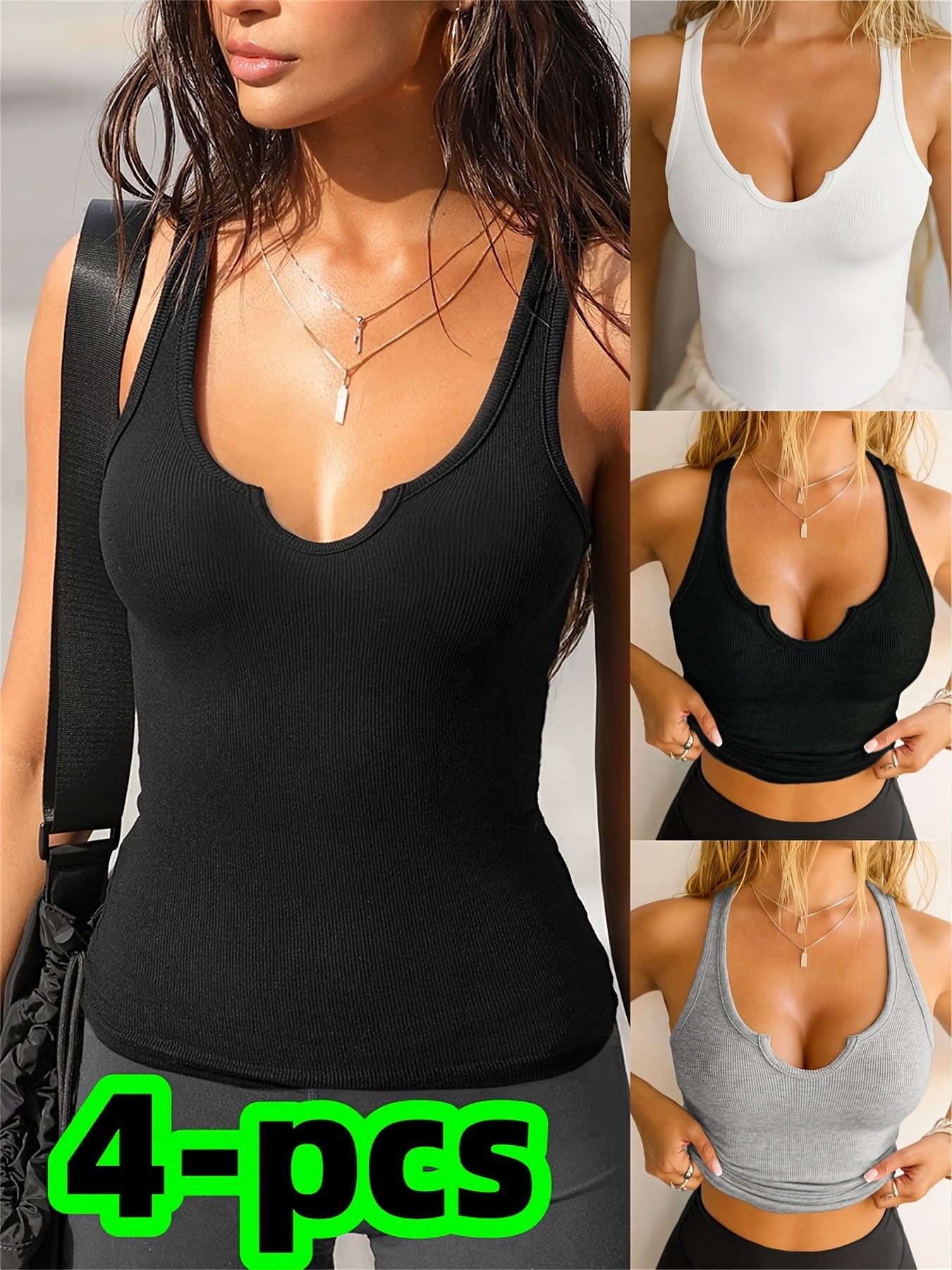 Women's Ribbed Tank Top Breathable Slimming No Pad for Yoga Sports Activewear