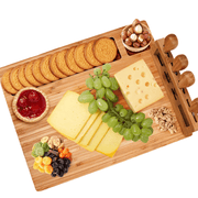 Bamboo Cheese Board Set with Knife for Serving Cheese Fruit and Nuts