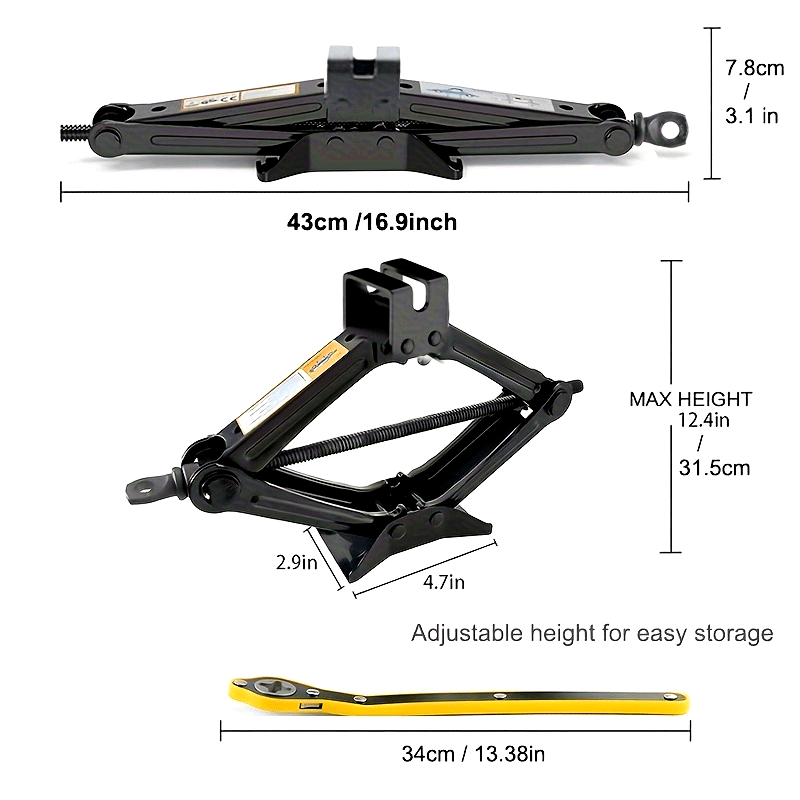 Тяжёлая стальная опора для автомобильного домкрата 2 тонны регулируемая подъёмная чёрная