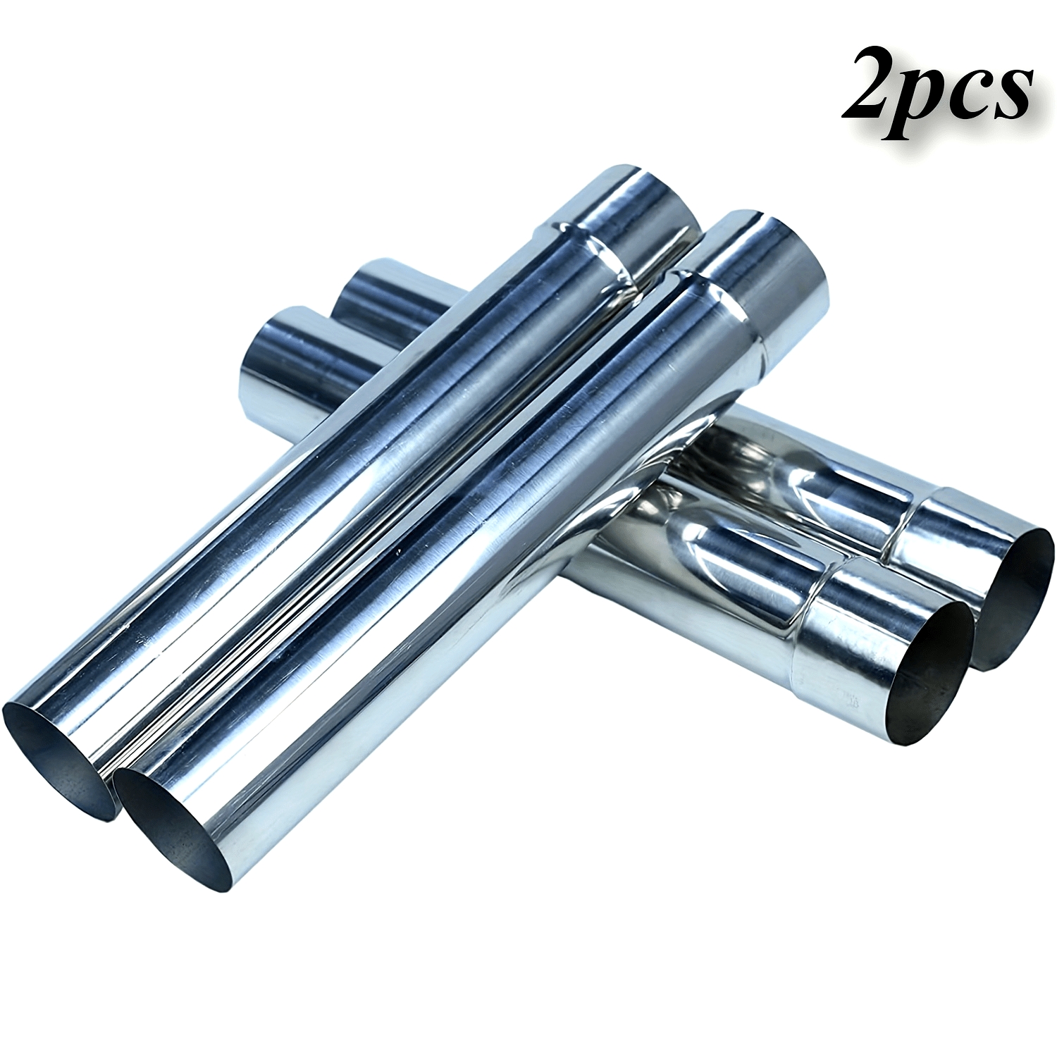Set of 2 Metal Chimney Cap Extensions Stainless Steel Stove Pipe Cover 6cm Diameter 36cm Length