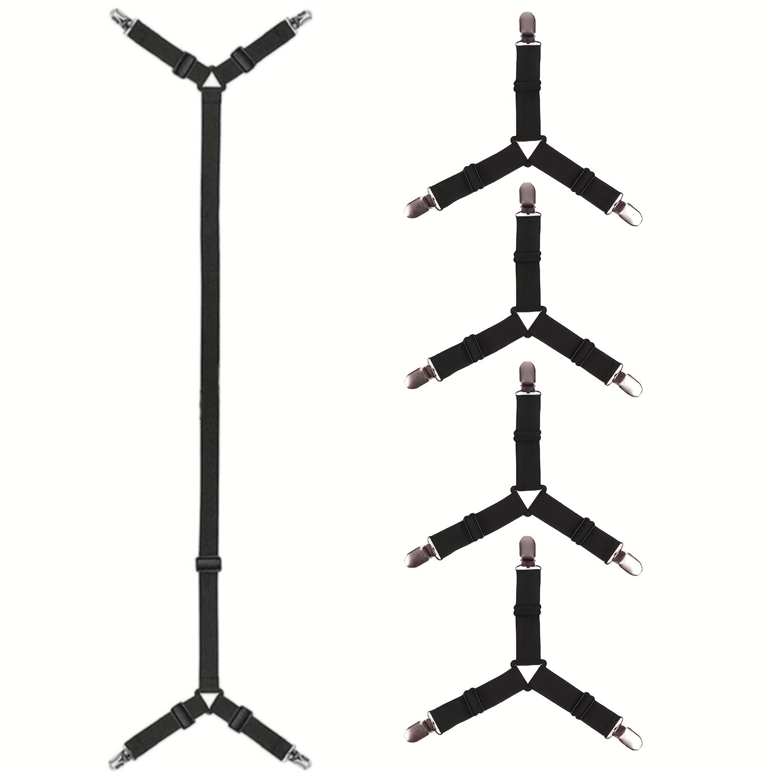 5-Piece Bed Sheet Clips Set with Elastic Cushion Covers and Fastening Belts