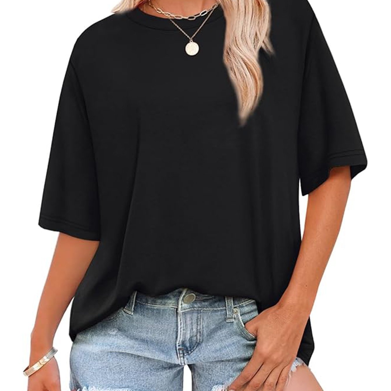 Women's Plus Size Loose Fit Short Sleeve T-Shirt Light Gray Casual Top