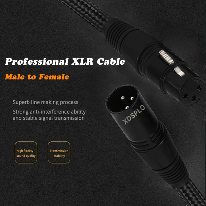 High-Fidelity XLR Male to Female Microphone Cable Nylon Braided Copper Core 3-Pin