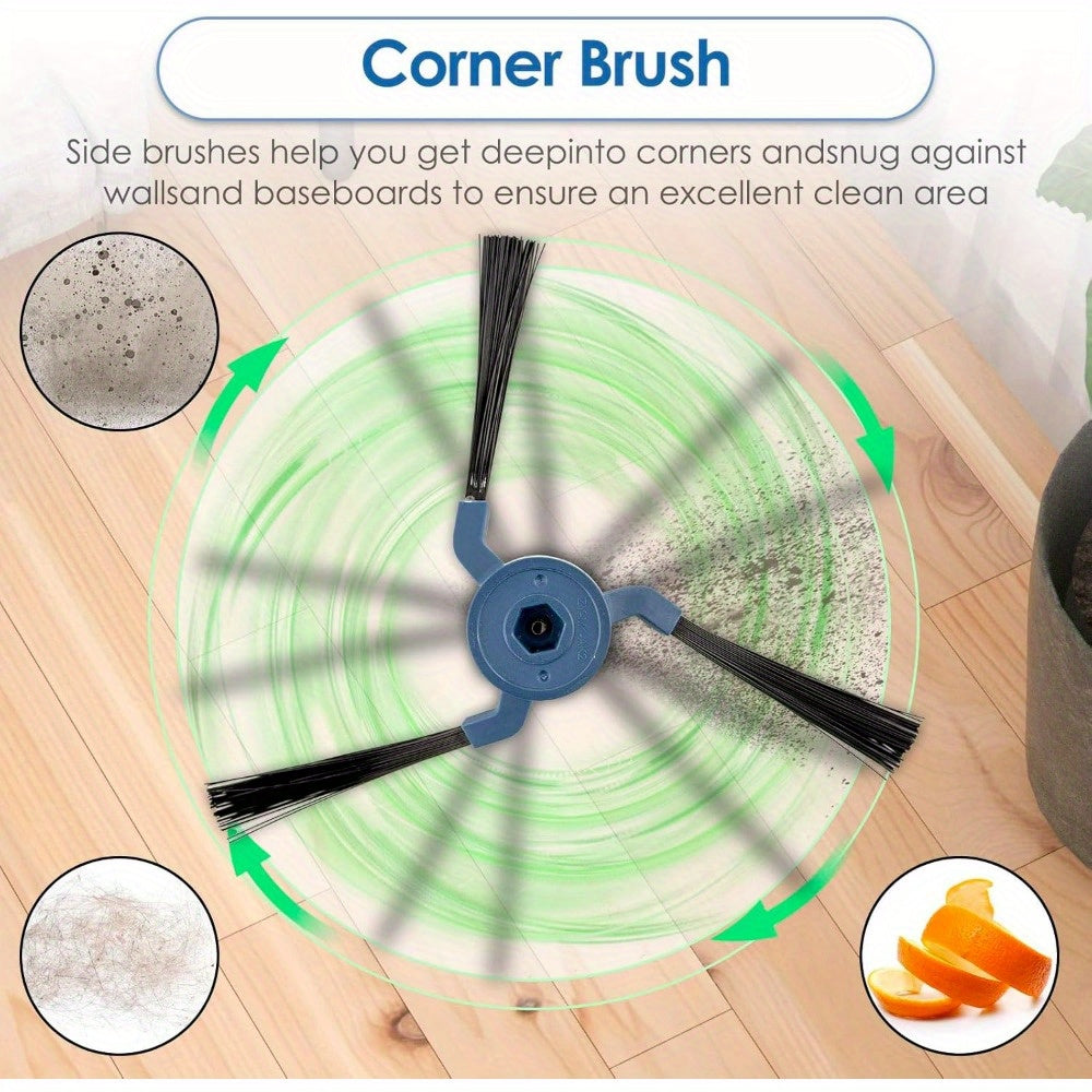 10 dona almashtirish yon cho'tkalar robot changyutgich uchun mustahkam plastmassa, ko'k kliplar