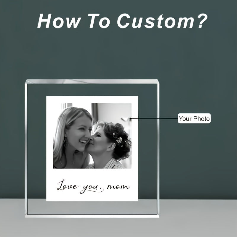 Customized Acrylic Photo Frame with Love You Mom Engraving for Gifts