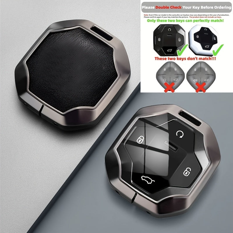 Travel Car Key Cover Zinc Alloy Leather Fob Case for Remote Control