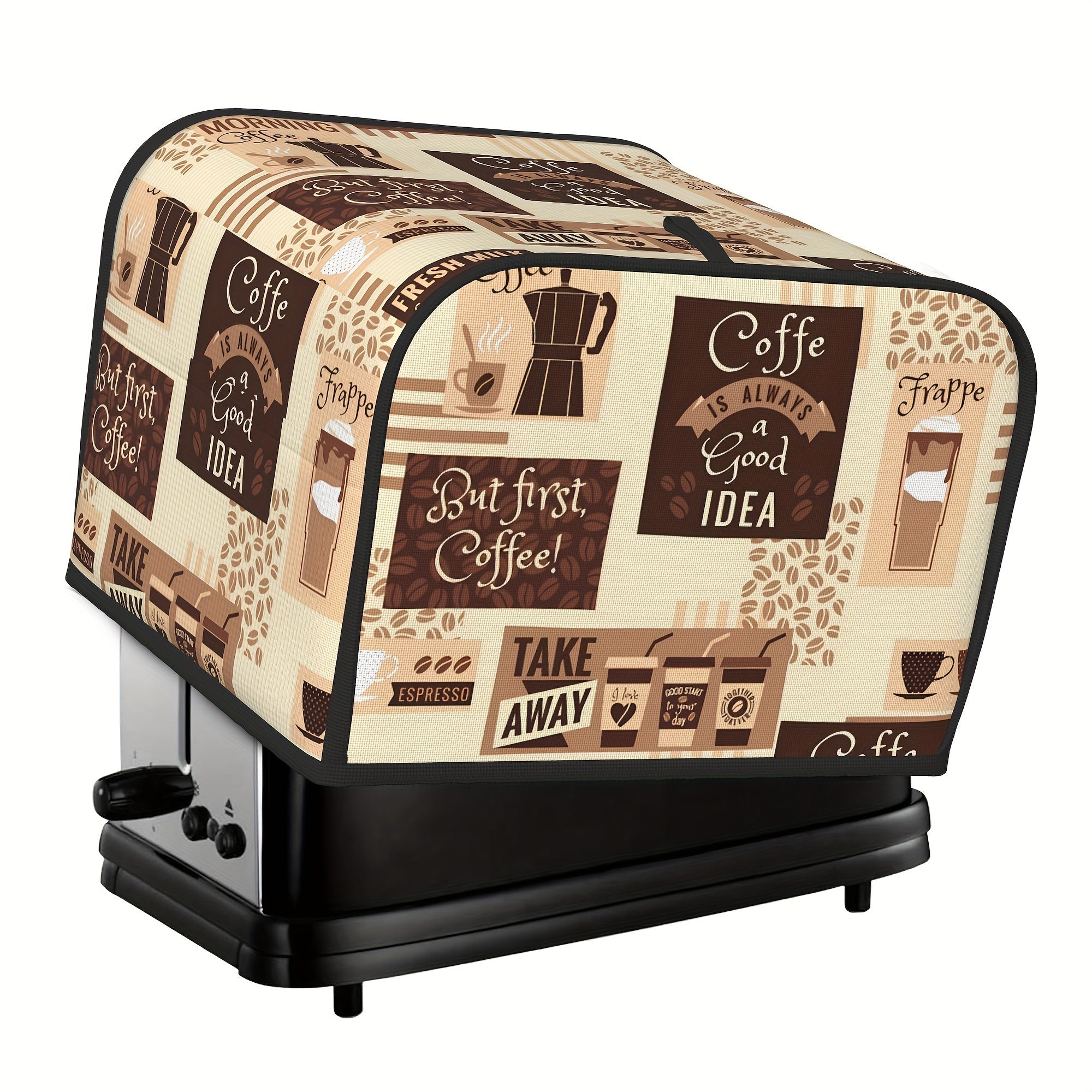Coffee Themed Toaster Oven Dust Cover Washable Durable Kitchen Appliance Protector 2 or 4 Pack