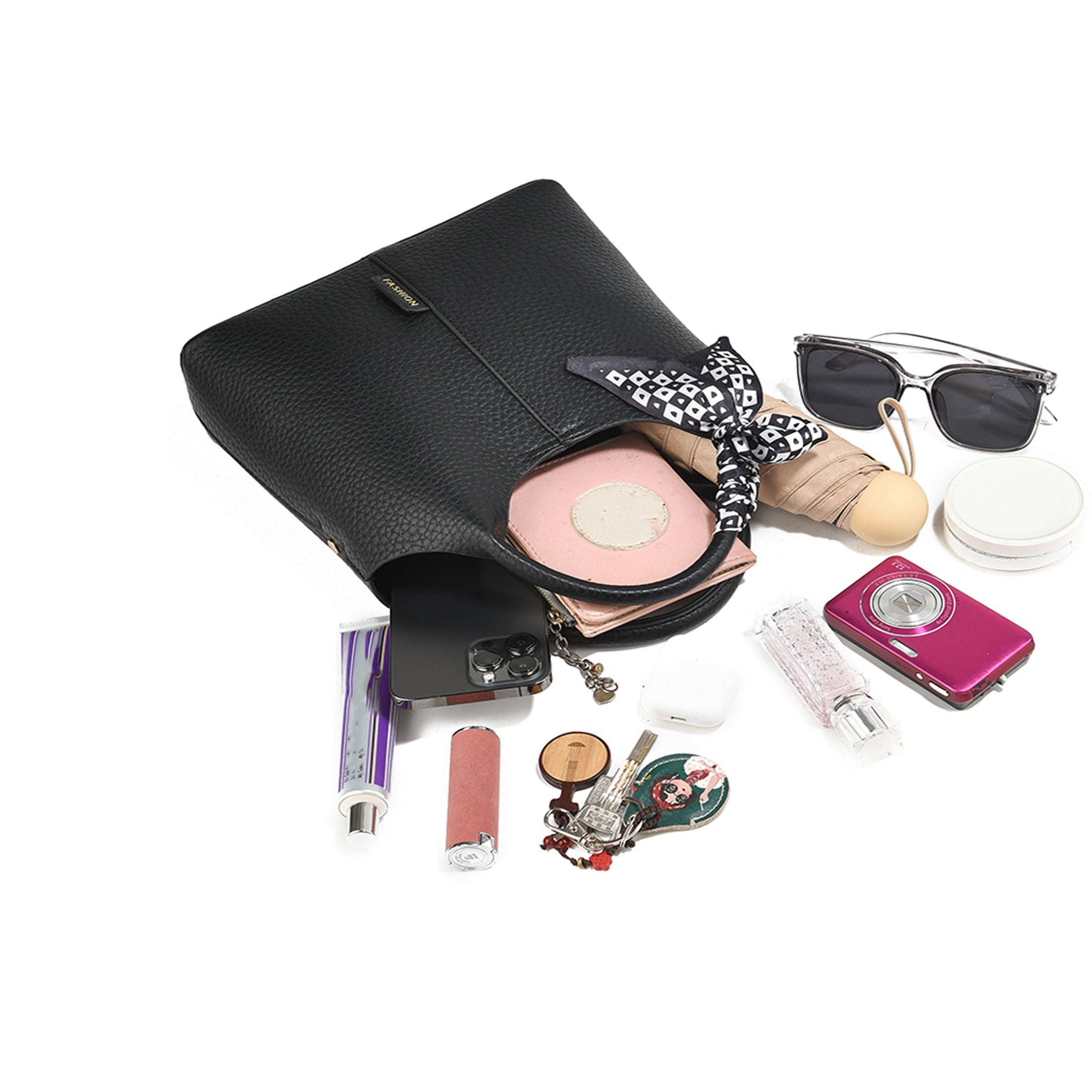 Винтажная сумка-ведро со шарфом, большая вместимость, сумка через плечо, регулируемый ремень, застежка на молнии, складная и без подкладки с окрашенными краями, подходит для бизнеса, свиданий и путешествий.