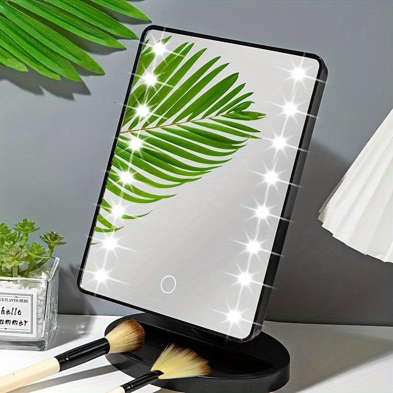 Portable Makeup Mirror with 16 LED Lights Touch Control Adjustable Brightness Battery or USB Powered