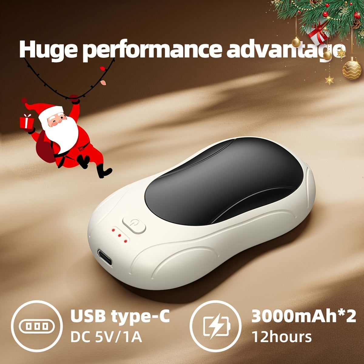 2-Pack Portable Hand Warmers Rechargeable USB Heating Pads with 3000mAh Battery