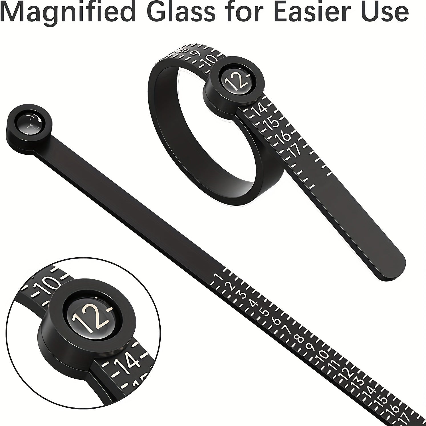 Soft Ring Sizer Tool with Magnifying Glass for Accurate Jewelry Sizing US Sizes 1-17