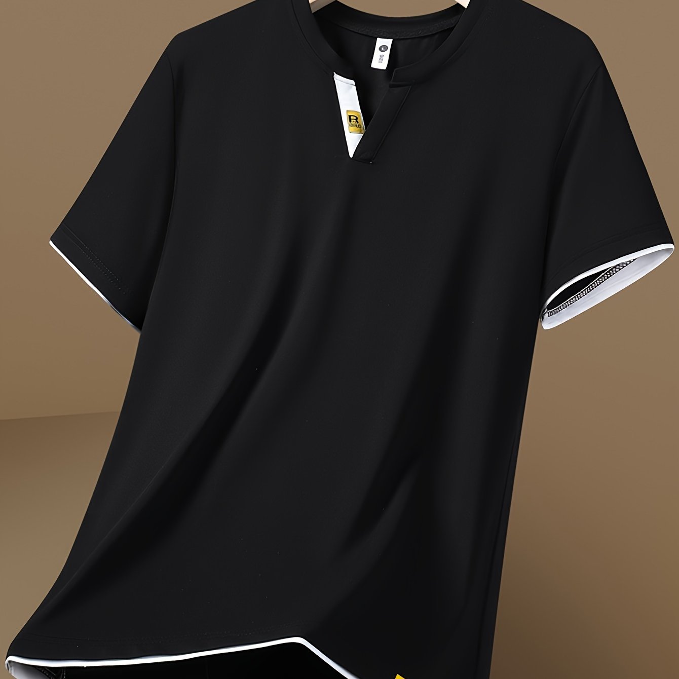 Мужская футболка с V-образным вырезом и коротким рукавом, однотонная, повседневная одежда для отдыха на природе