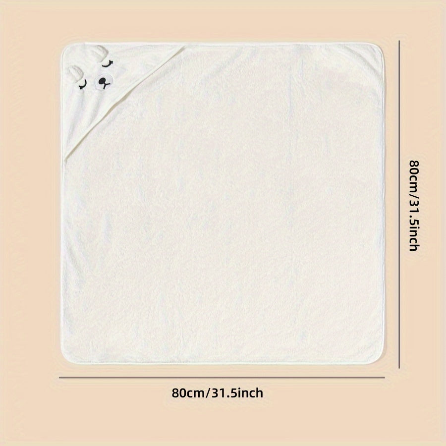 Personalized Kids Hooded Bath Towel with Embroidered Name Soft Polyester Gray Pink White Blue