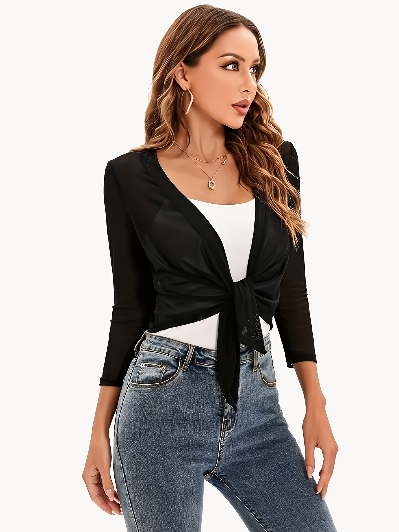 Women's Polyester Shawl Cardigan Open Front Breathable Lightweight Sun Protection