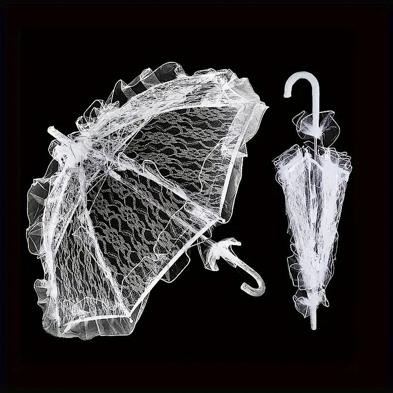 Vintage White Lace Sun Umbrella for Weddings and Tea Parties