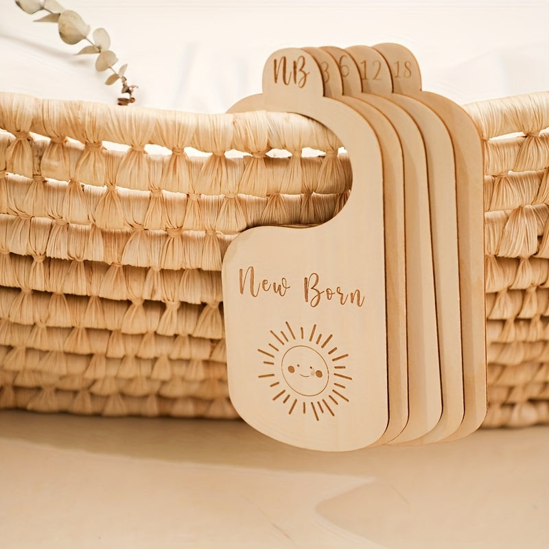 Set of 7 Wooden Clothing Dividers for Closet Organization and Hangers