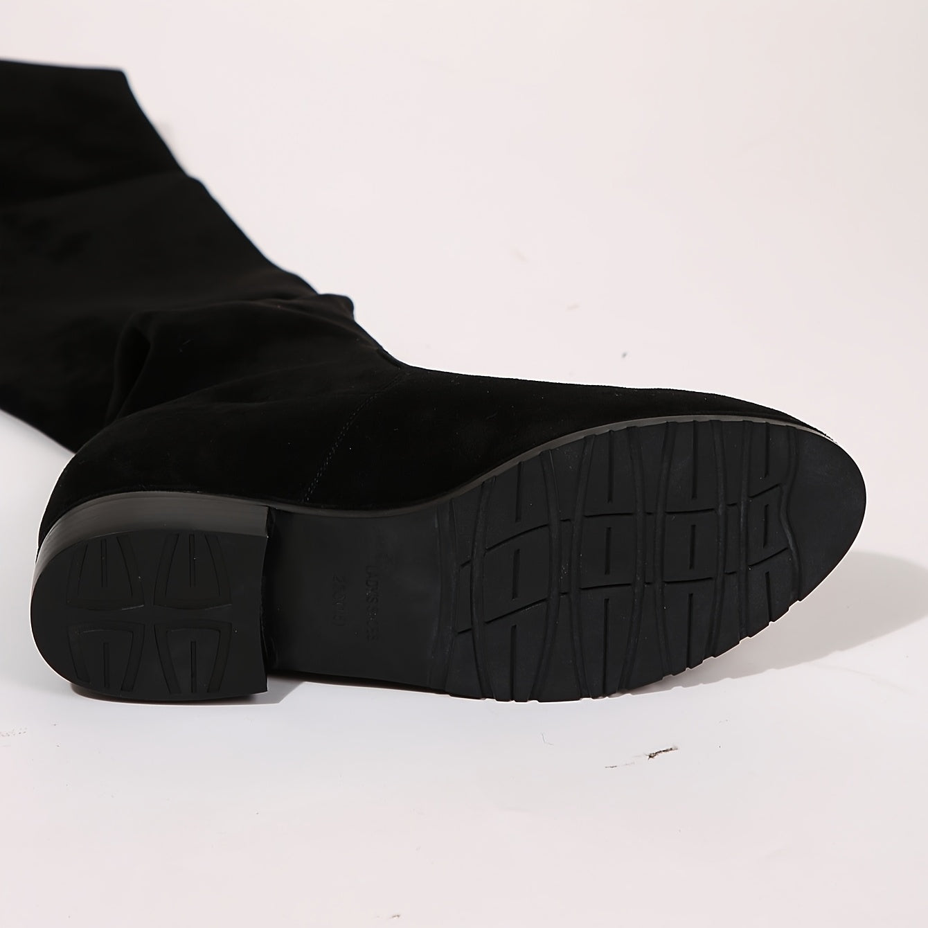 Women Over-the-Knee Boots Knit Stretchy Lace-Up Block Heel