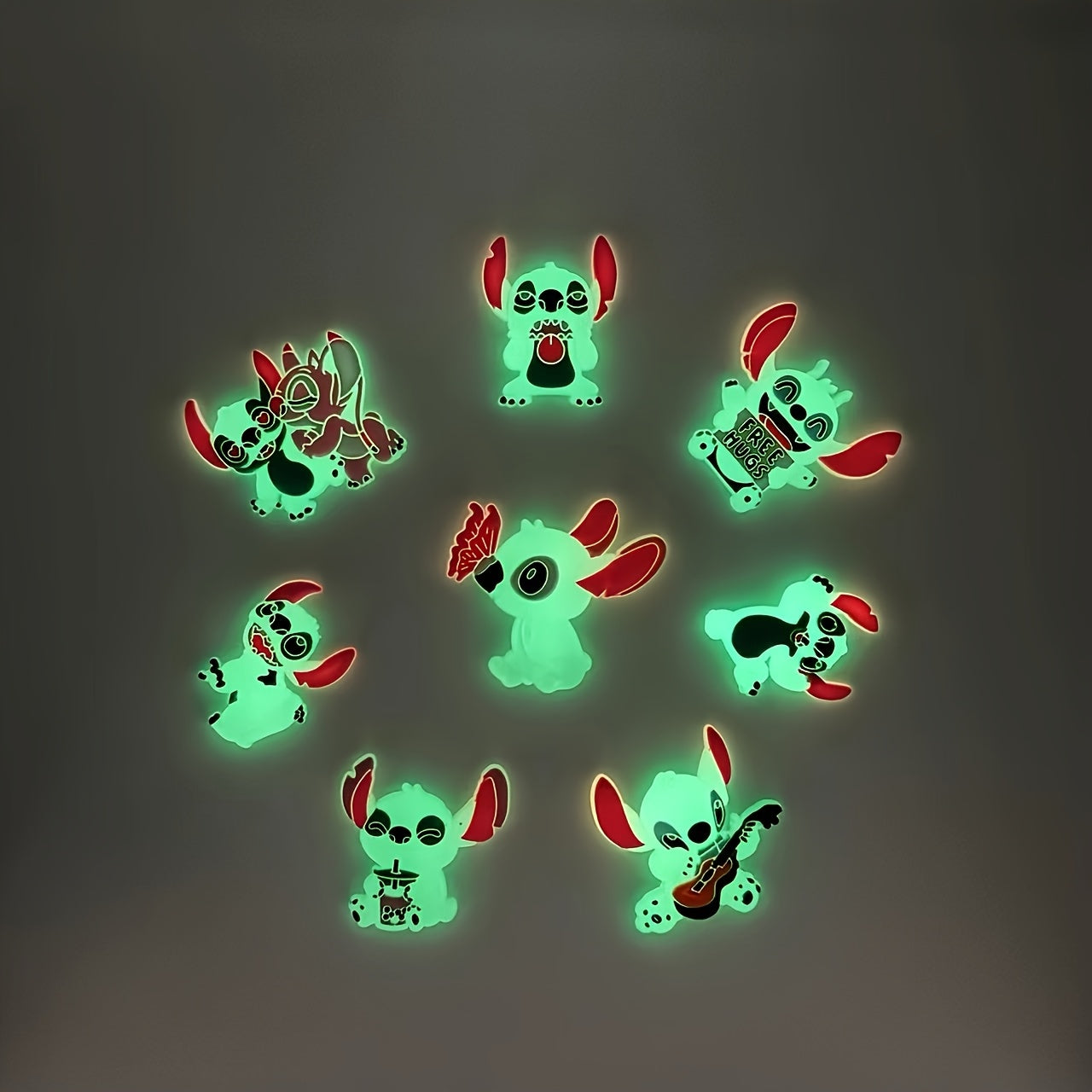 8pcs Kids Dinosaur Shoe Charms Fluorescent Garden Buckles Removable Accessories