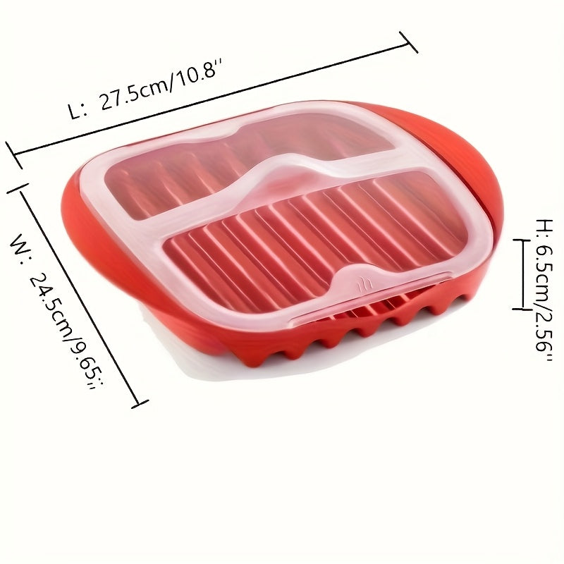 Silicone Microwave Bacon Cooker with Lid 27.4cm No Power Needed Kitchen Tool