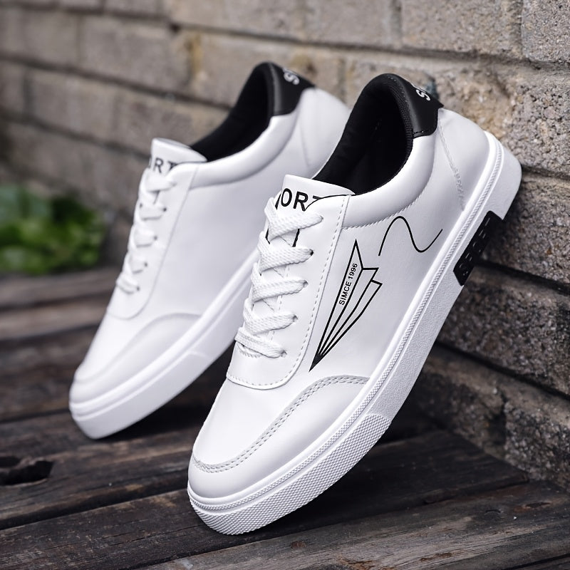 Men's Skateboard Sneakers Low-Top Lace-Up Casual Shoes with Paper Airplane Pattern