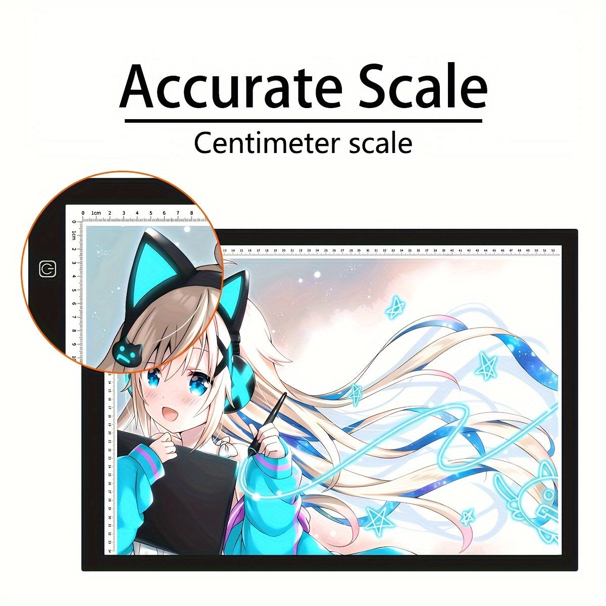 Akril LED yorug'lik padkasi olmos bo'yash va san'at loyihalari uchun, 3 yorqinlik darajasi va USB kabel bilan