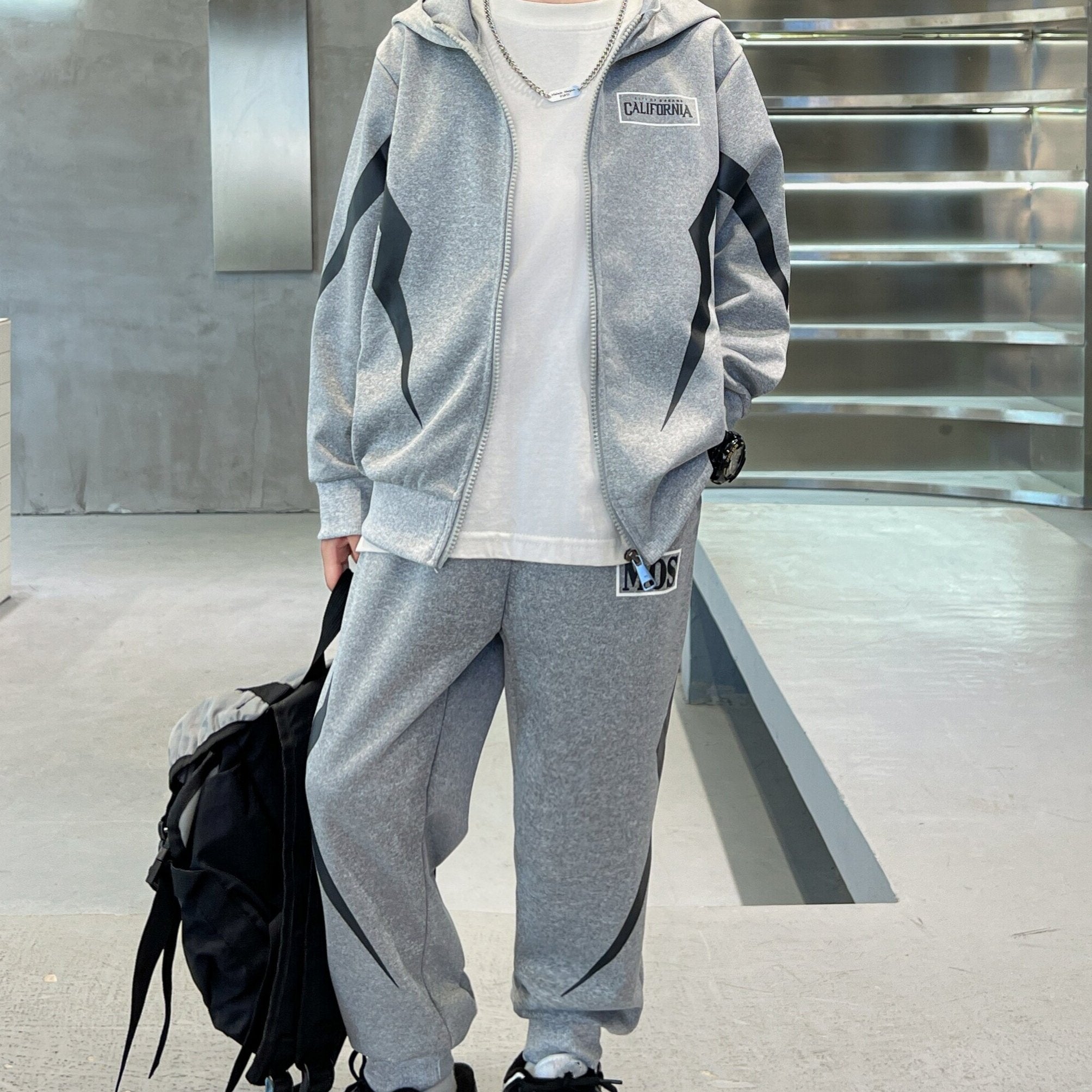 Boys' Spring Autumn Casual Outfit Set Hoodie and Pants Alphabet Pattern Kids' Knit Polyester