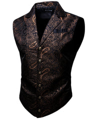 Large Green Satin Jacquard Floral Vest for Victorian Steampunk Gothic Events