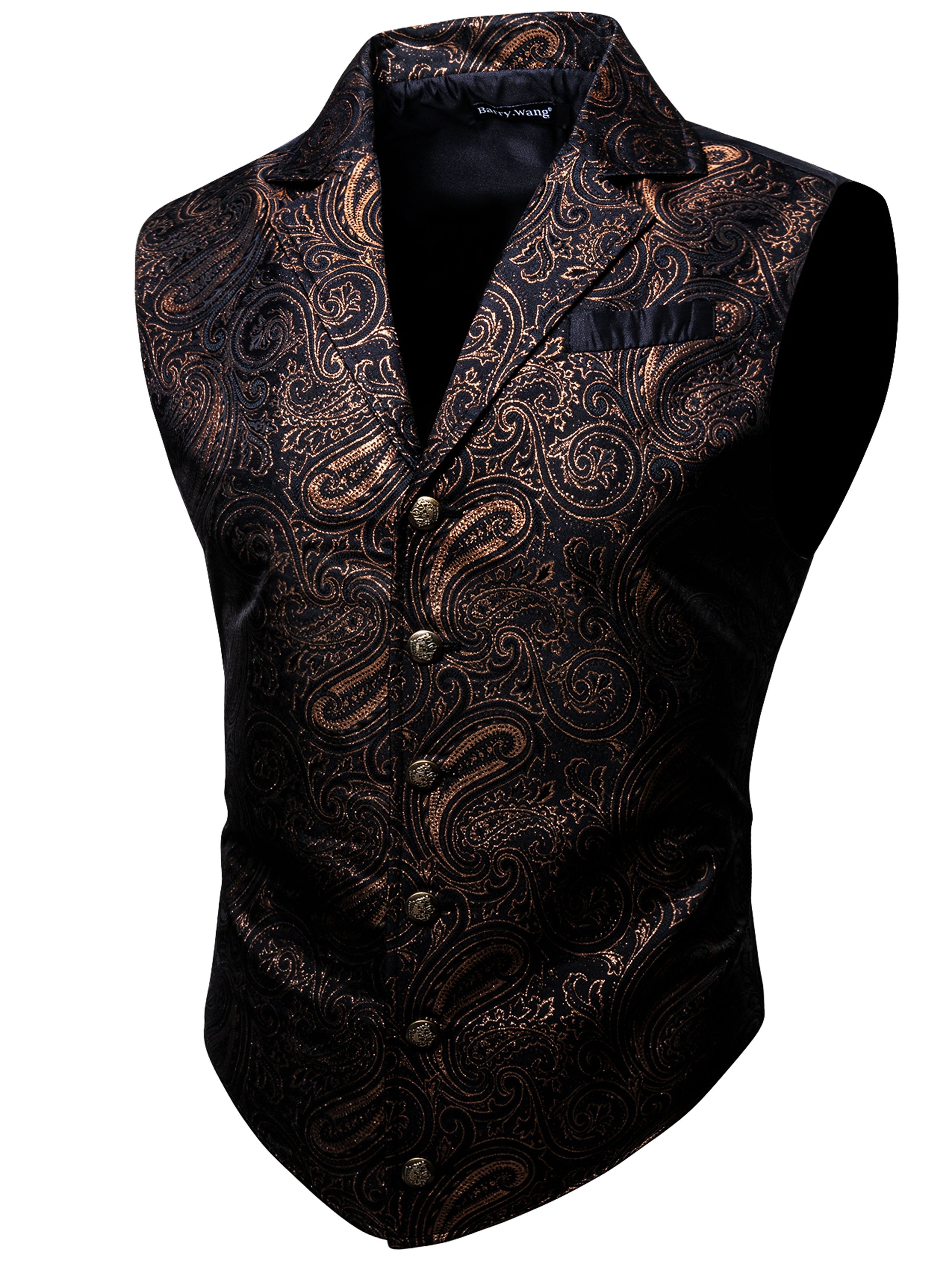 Large Green Satin Jacquard Floral Vest for Victorian Steampunk Gothic Events
