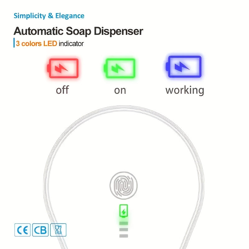 380mL White Touchless Automatic Soap Dispenser Wall Mount USB Rechargeable