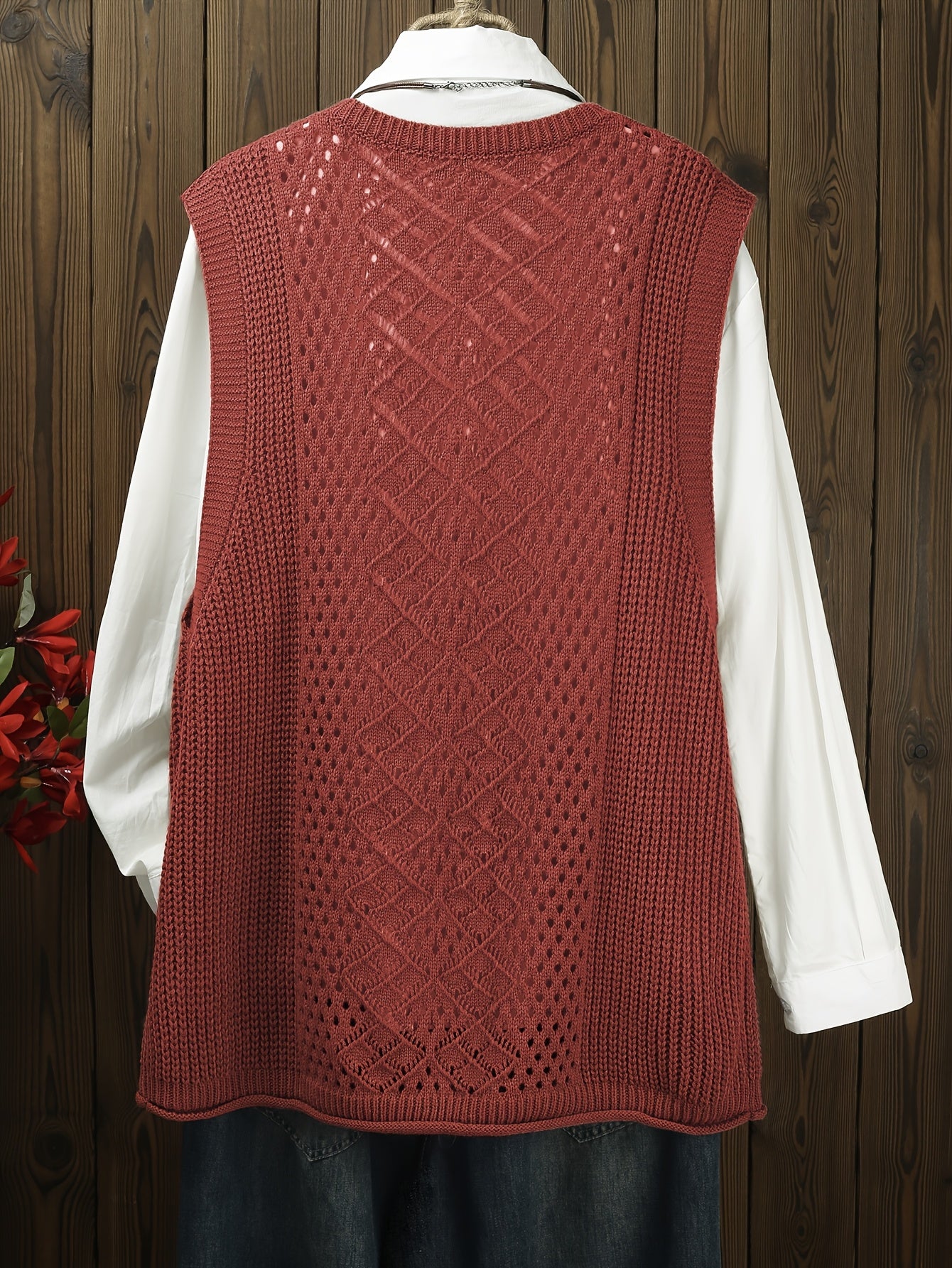 Women's Spring Autumn Solid Color Sleeveless Sweater Outerwear