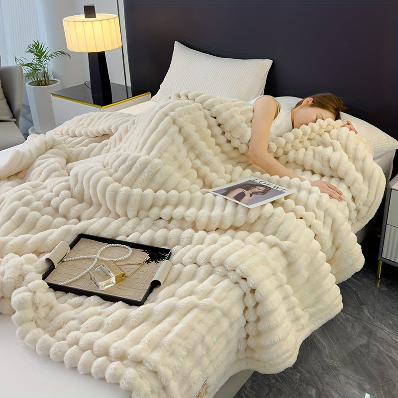 Manta de pelo sintético suave, acogedora y cálida para sofá, cama, sillón