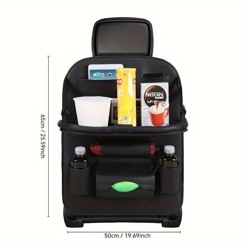 Deluxe Car Backseat Organizer with Foldable Table Tray Footrest and Cup Holders