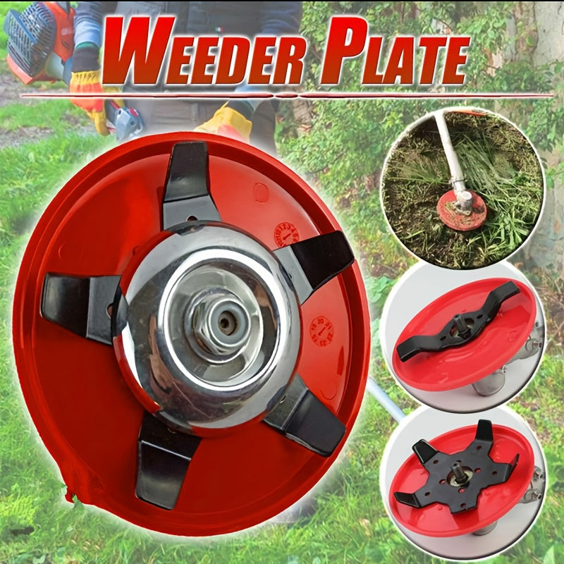 Dual-Purpose Garden Weeder Plate with Interchangeable Blades for Lawn Mower and Weed Eater