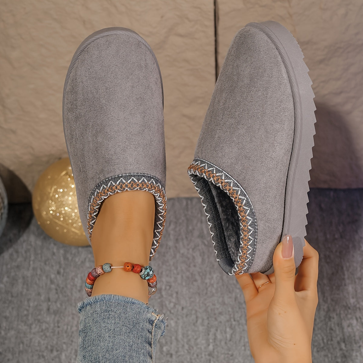 Women's Warm Slip-On Boots Soft Indoor Outdoor Shoes