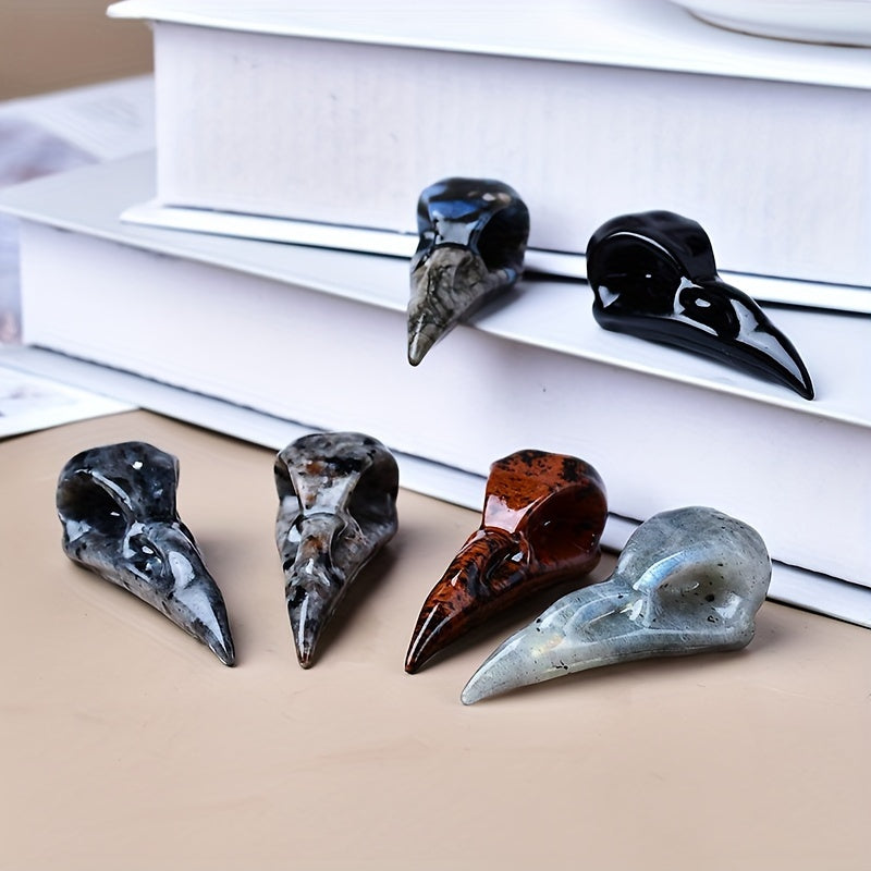Crystal Carved Bird Skull Statue 5cm Decorative Crystal Gift for Home or Pocket