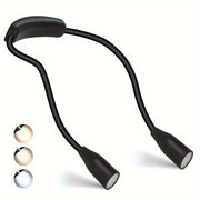 Luz de lectura flexible LED para cuello con 3 modos de color, recargable por USB, ajuste de brillo para cama, camping y actividades al aire libre