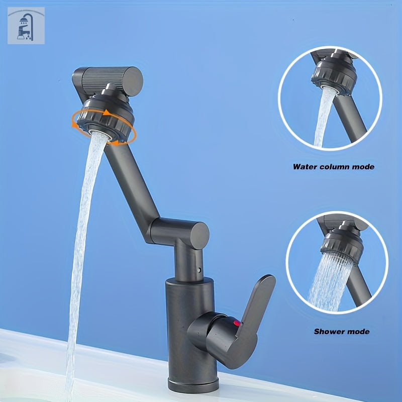 Matte Black Ceramic Bathroom Faucet with Single Handle and Wealth Cat Design
