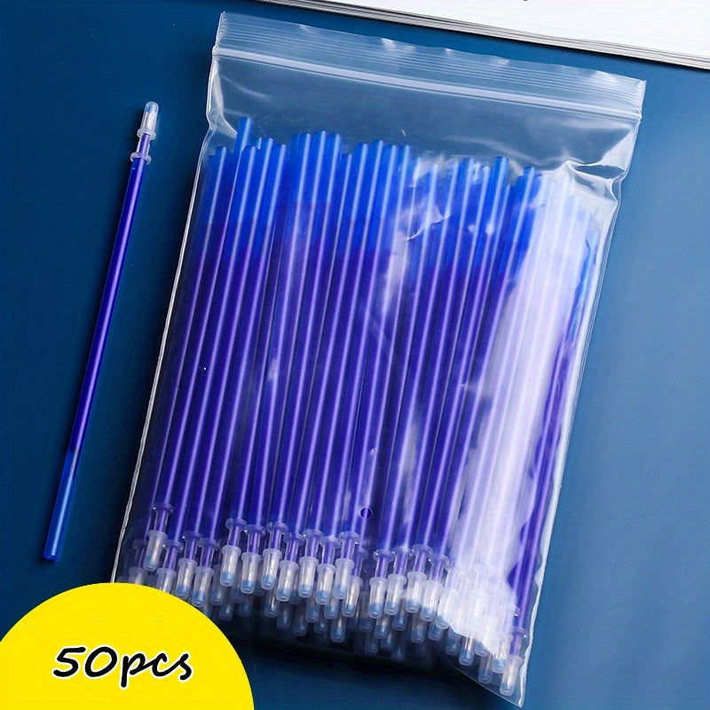 50 Erasable Gel Pen Refills 0.5mm Blue Ink Fine Tip for School Office