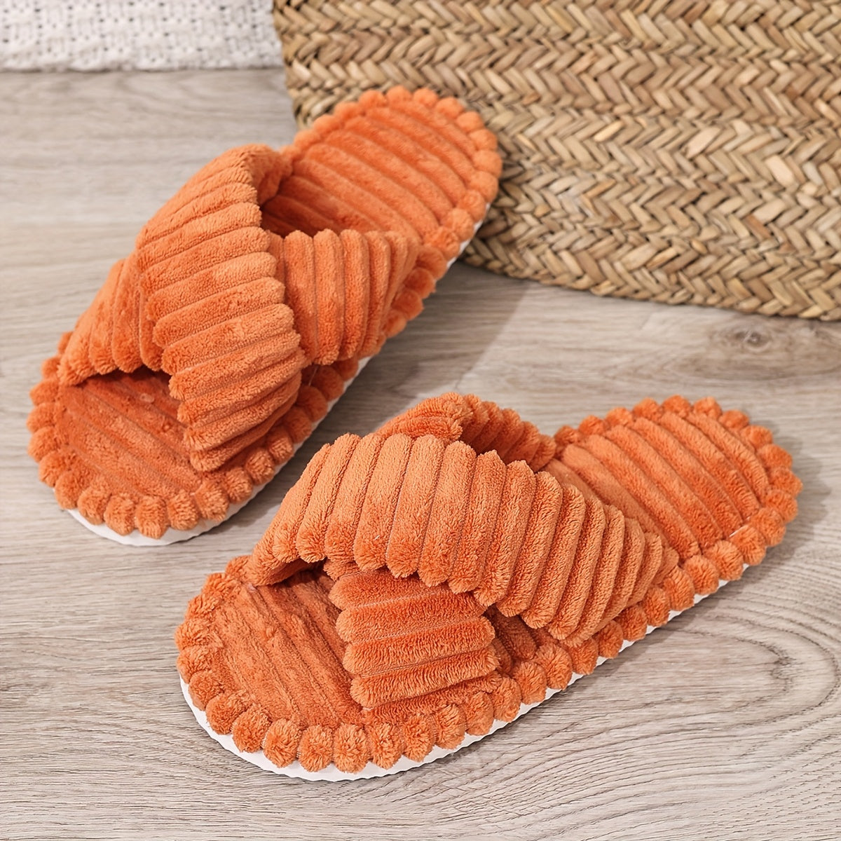 Женские тапочки на перекрестных ремешках с мягкой плюшевой подкладкой для дома и улицы, повседневные бежевые, черные, белые, серые, зеленые