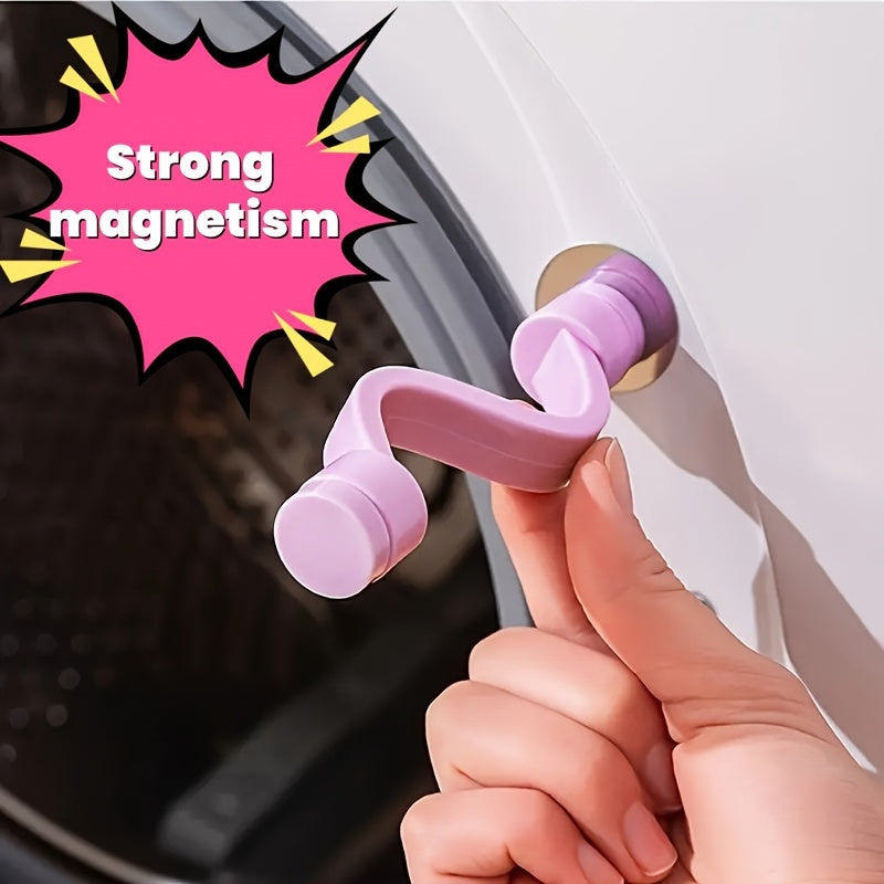 Magnetic washing machine door stopper prevents mold odors anti-pinch secure attachment