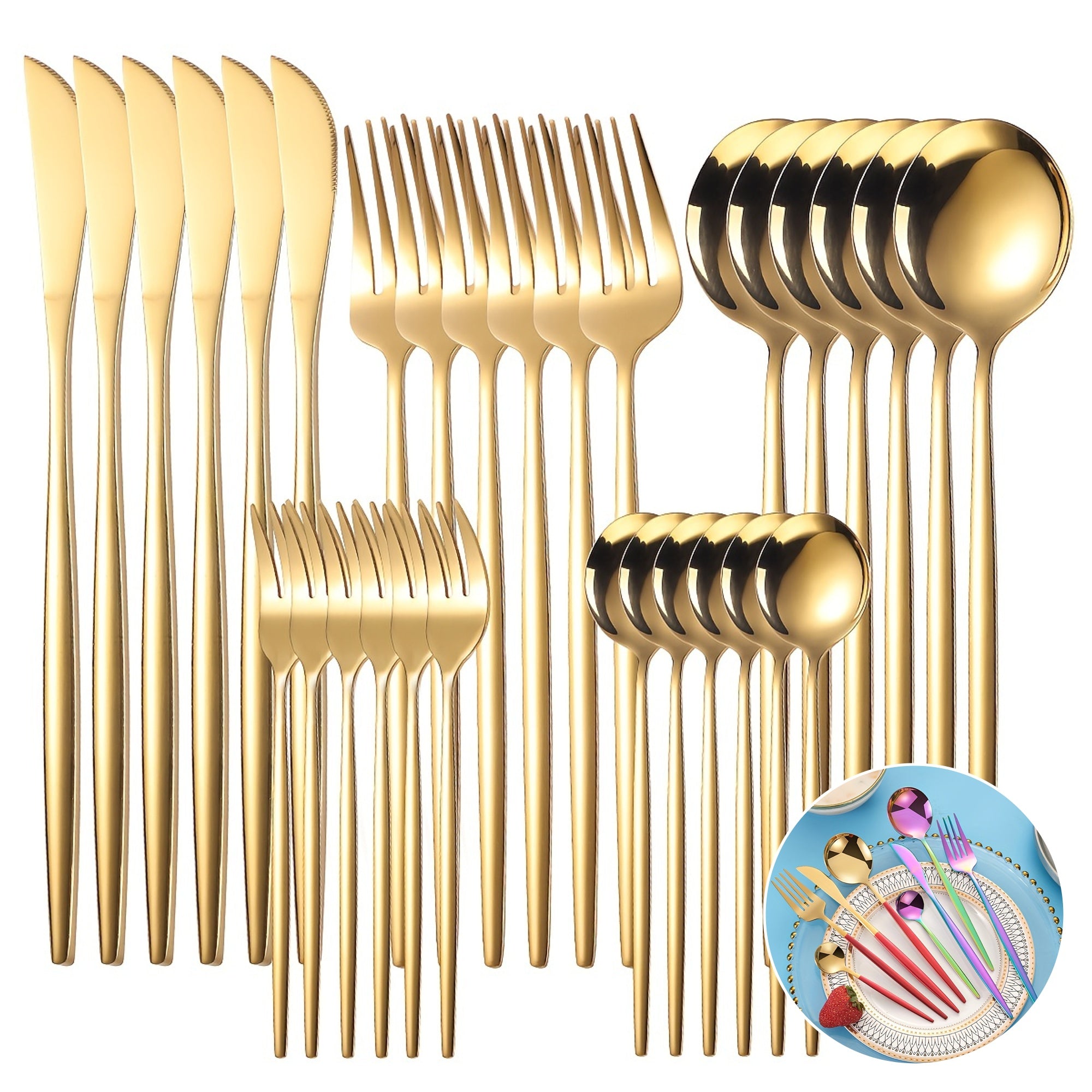 30-Piece Stainless Steel Tableware Set for Hotel Restaurant Kitchen Use