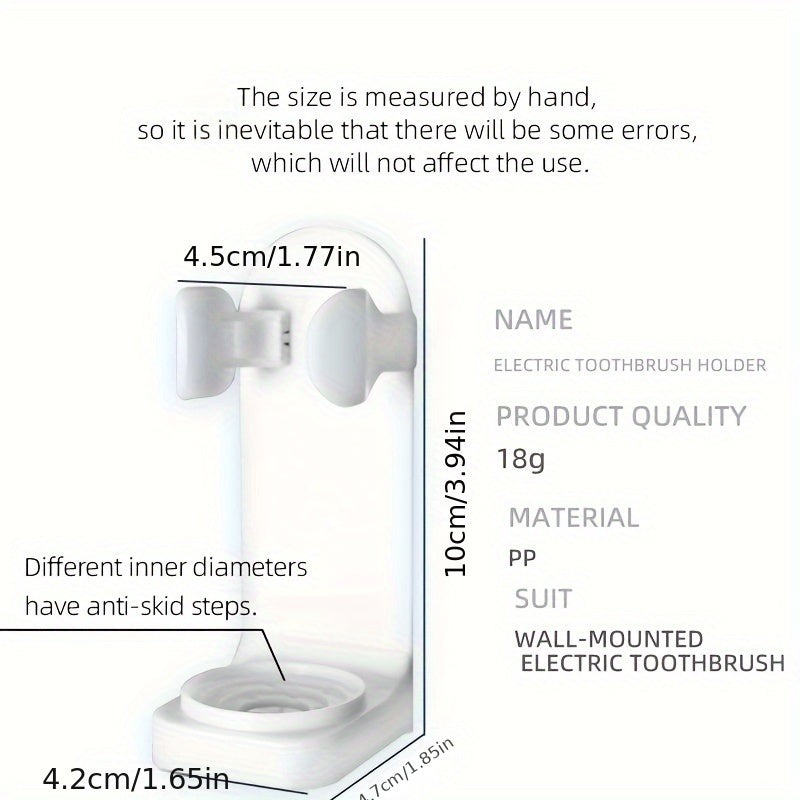 Wall-Mounted Electric Toothbrush Holder No Drill Space-Saving Bathroom Accessory