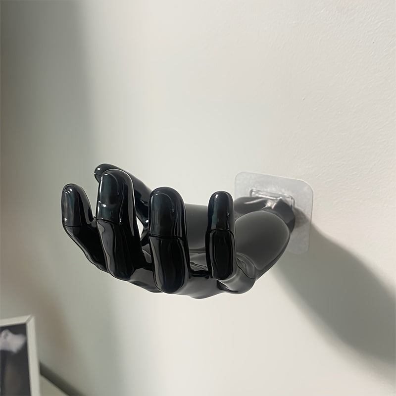 Contemporary Hand-Shaped Wall Hook with Candle Holder Strong Adhesive Holds Up to 1kg for Keys Towels Bathroom Bedroom