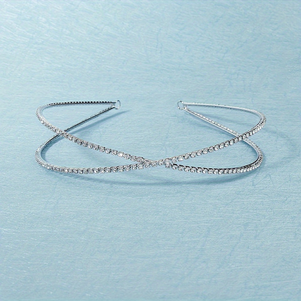 Personalized Rhinestone Cross Head Hoop Hair Accessory for Bridal and Wedding