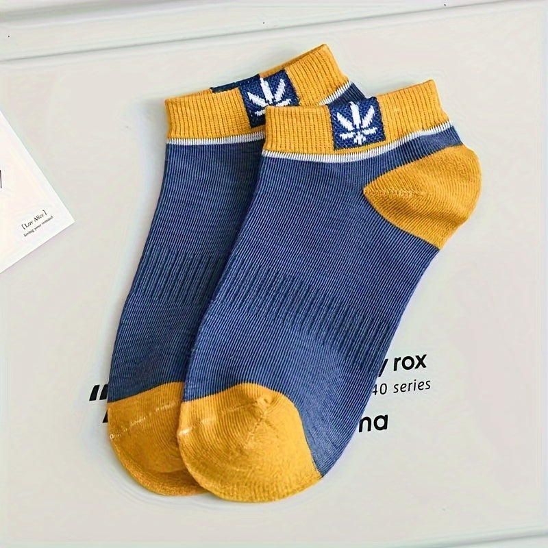 Men's Color Block Liner Socks 10 Pairs Breathable Soft Anti-Odor Summer Casual