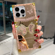 Gold-Plated Butterfly Stand Phone Case for iPhone 16 Pro Max/15/14/13 Pro Max with Holder and Elegant Design