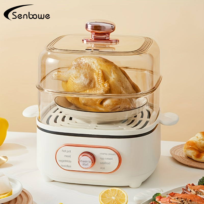 EU plug ikki qatlamli elektr taom bug'laydigan qurilma tez va bir vaqtning o'zida pishirish uchun, 9.5QT ko'p funktsiyali issiq qozon vizual qopqog'lar va to'planadigan savatlari bilan.