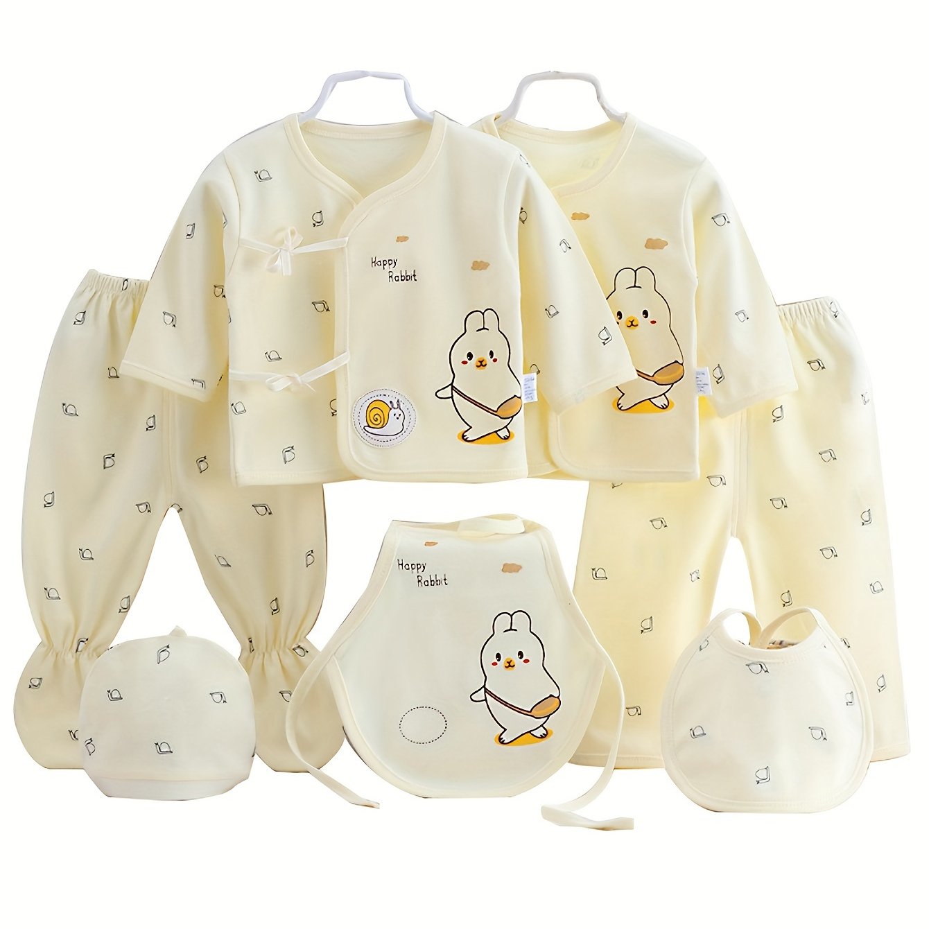 Kids Cotton Cartoon Chick and Eggs 7-Piece Outfit Set for Boys and Girls